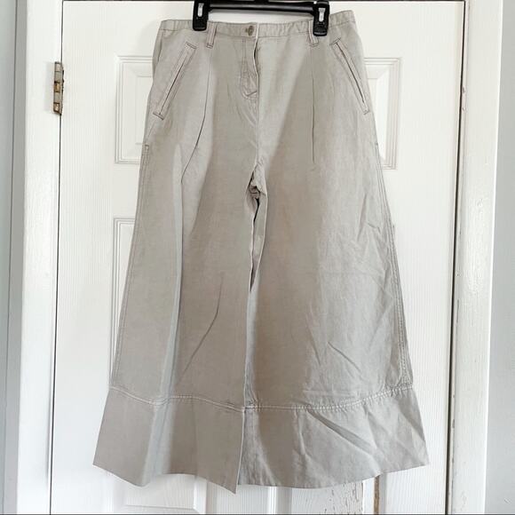 Anthropologie Cartonnier Wide Leg Linen Blend Cropped Pants - Picture 3 of 9